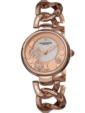 NWOT Akribos XXIV Women's Rose Gold Watch with Crystal Accents